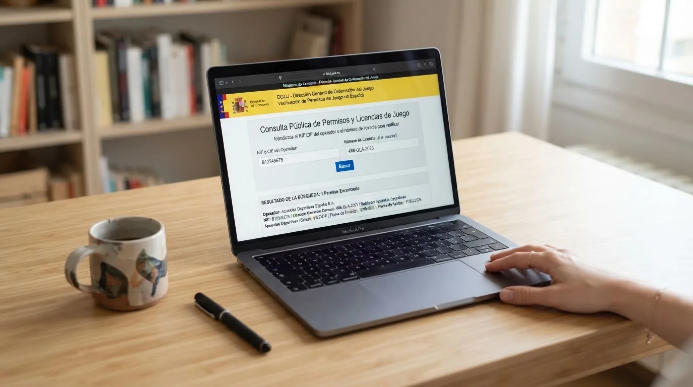 Pantalla del sitio web oficial de la DGOJ mostrando el registro de operadores con licencia en España