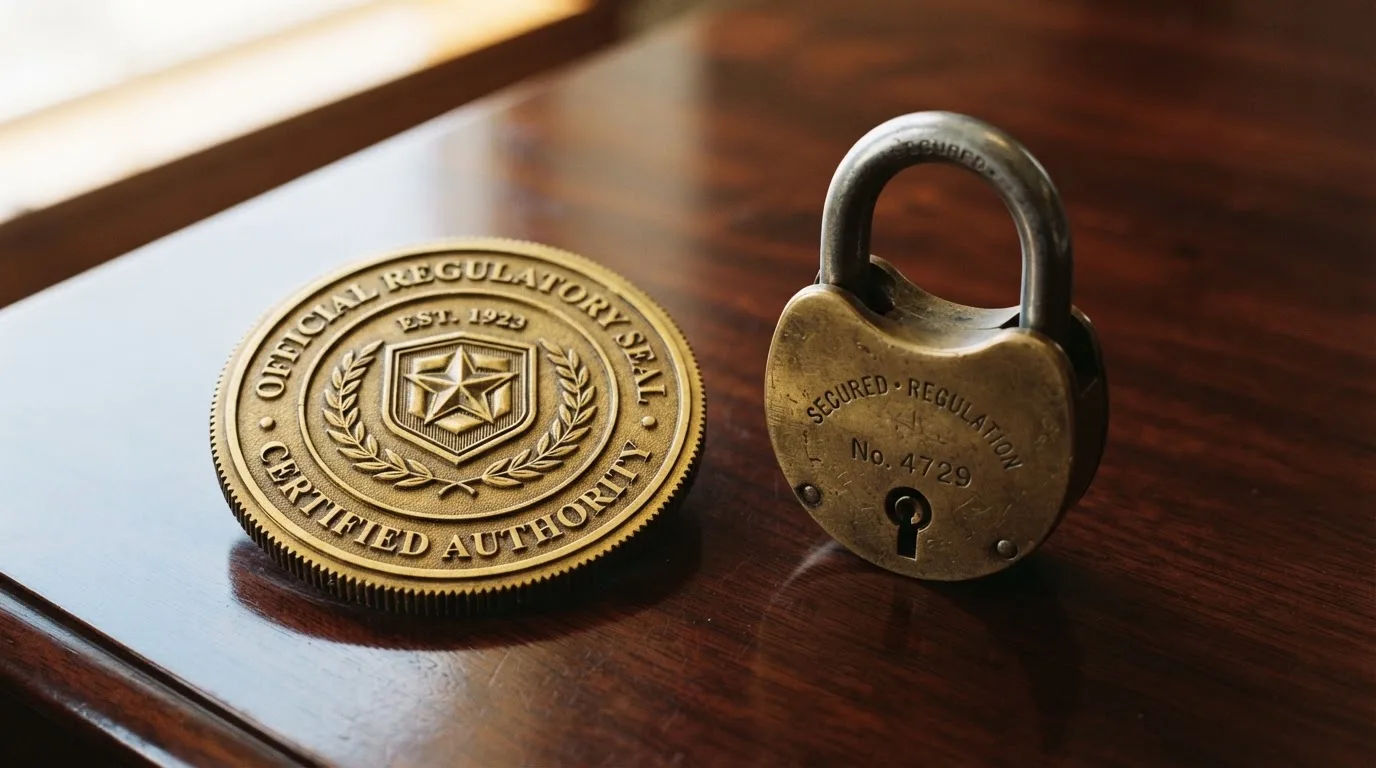 Sello oficial de la Dirección General de Ordenación del Juego junto a un candado de seguridad sobre fondo institucional